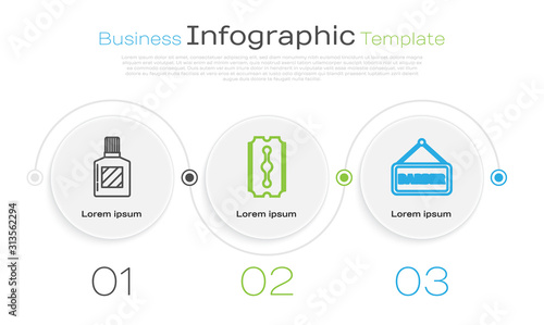 Set line Aftershave, Blade razor and Barbershop. Business infographic template. Vector