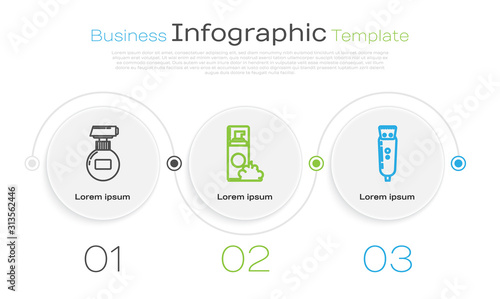 Set line Cream or lotion cosmetic tube, Shaving gel foam and Electrical hair clipper or shaver. Business infographic template. Vector