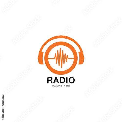 Radio logo template vector icon illustration