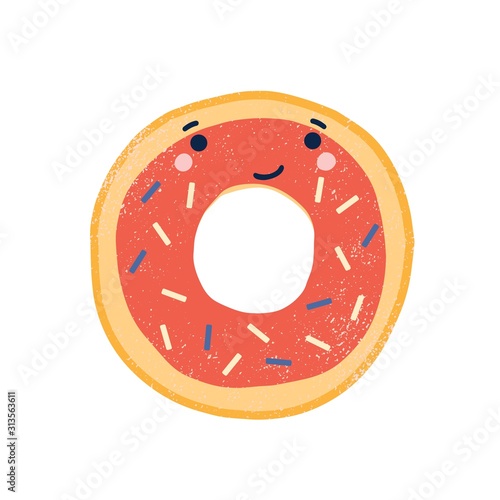 Cute doughnut flat vector illustration