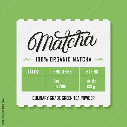 Matcha tea vintage retro label.
