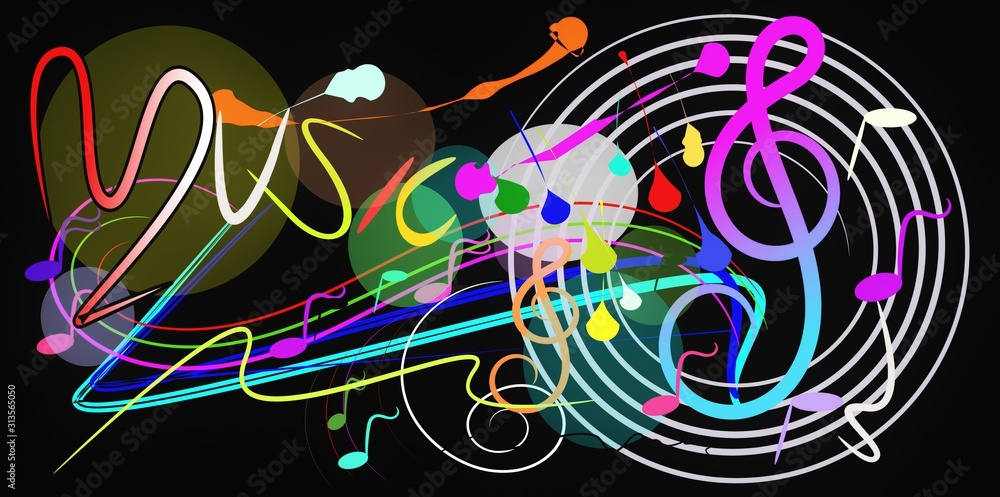 abstract background with lines and circles note music design