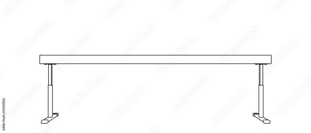 Obraz premium Balance beam. Vector outline illustration. Front view.