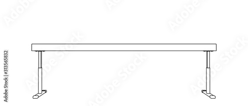 Balance beam. Vector outline illustration. Front view.