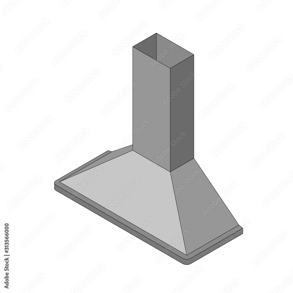 Range hood. Vector outline illustration. Isometric projection. Range hood. Vector outline illustration. Isometric projection.