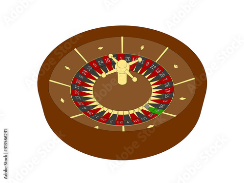 Casino roulette wheel. Isol...