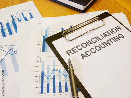 Canvas Print Text sign showing hand written words reconciliation accounting