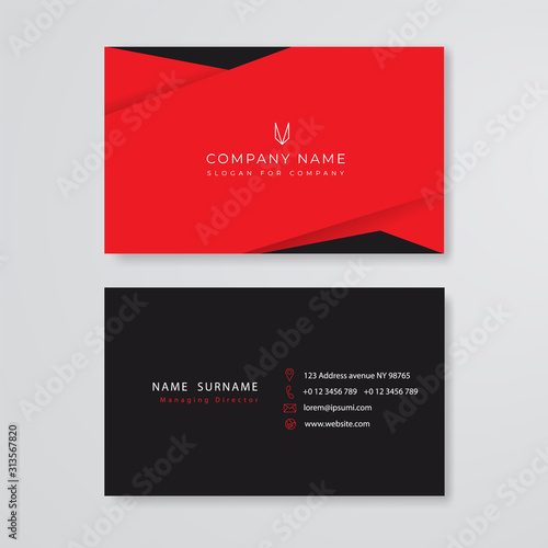 red and black business card flat design template vector