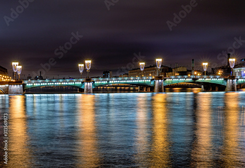Lights of the night city. Bridges of the night city