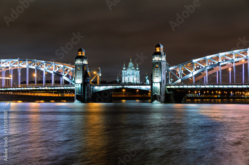 Lights of the night city. Bridges of the night city