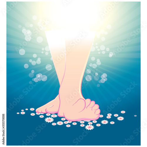 The feet of God rises on earth with so many lights