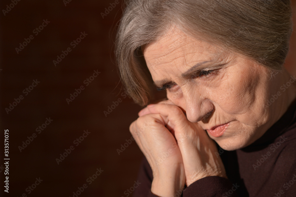 Close up portrait of sad senior woman Close up portrait of sad senior woman