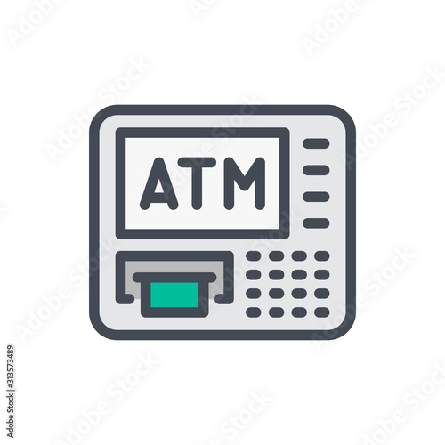 ATM color line icon. Cash machine vector outline colorful sign.