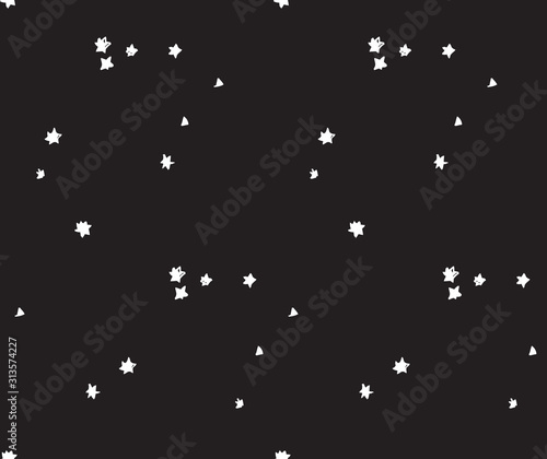 Sky stars black and white space seamless pattern