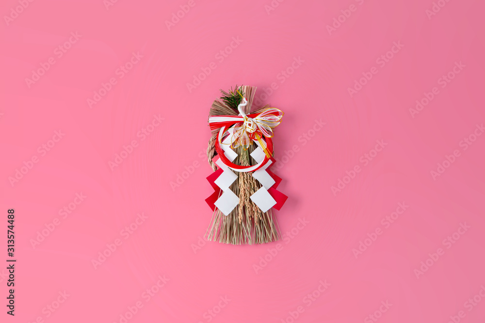 Japan's New Year ornament on pink background.