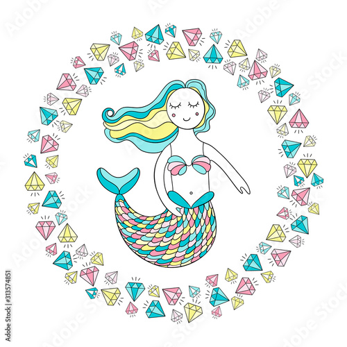 Mermaid and frame of the diamonds