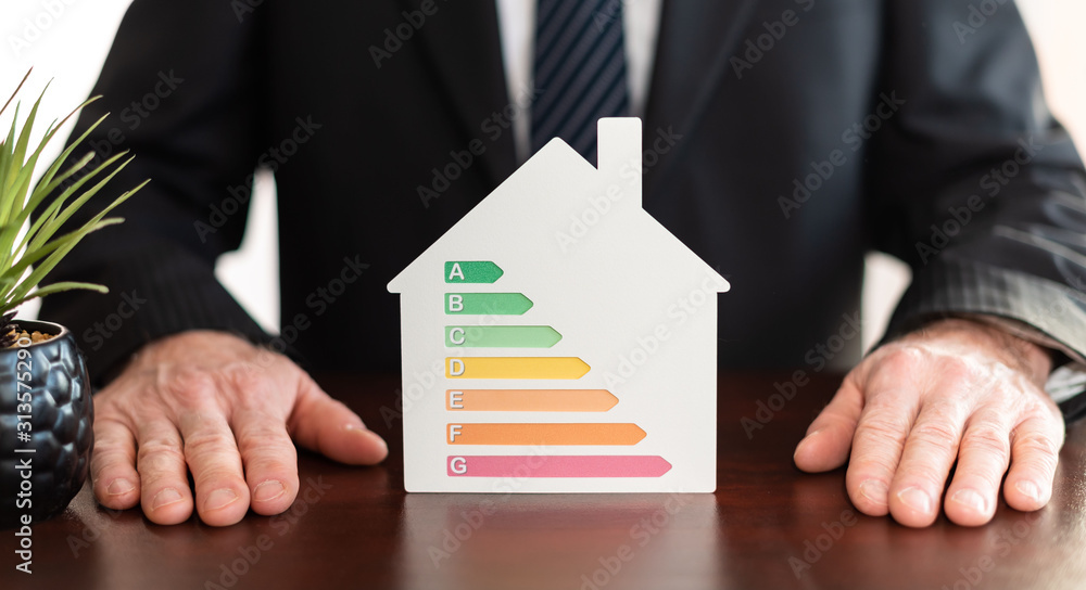 Concept of home efficiency rating - obrazy, fototapety, plakaty 