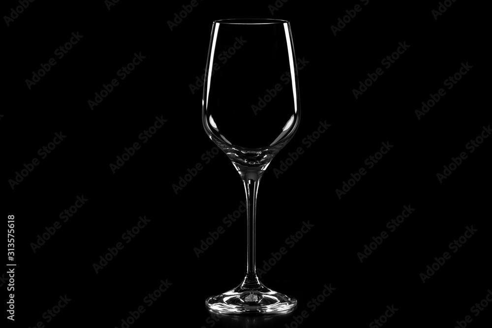 empty wineglass on black  background