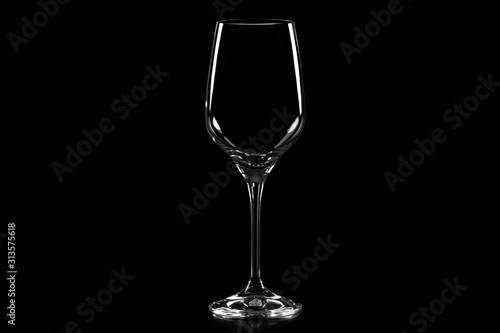 empty wineglass on black background