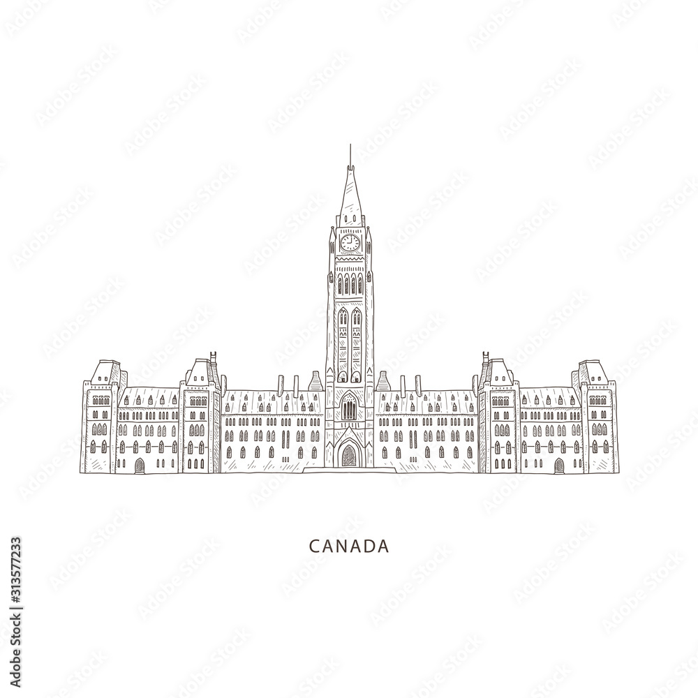 Travel illustration with attraction of Canada.