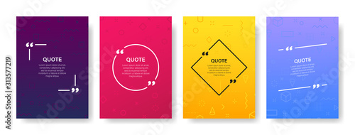 Quote box frame, big set. Quote box icon. Texting quote boxes. Blank template quote text info design boxes quotation bubble blog quotes symbols. Creative vector banner illustration.