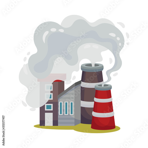 Industrial Plants Dangerous for the Environment Vector Illustration