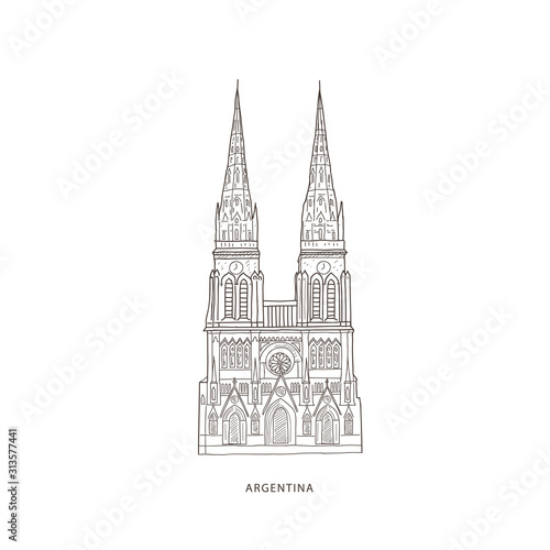 Travel illustration with attraction of Argentina