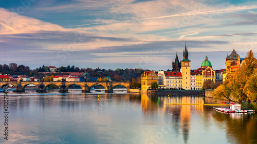 Wallpaper Mural Charles Bridge in Prague in Czechia. Prague, Czech Republic. Charles Bridge (Karluv Most) and Old Town Tower. Vltava River and Charles Bridge. Concept of world travel, sightseeing and tourism. Torontodigital.ca
