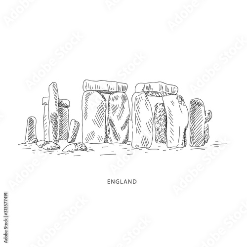 Travel illustration with attraction of England