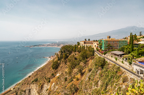 Sicily island and bay of Taormina in Italy
