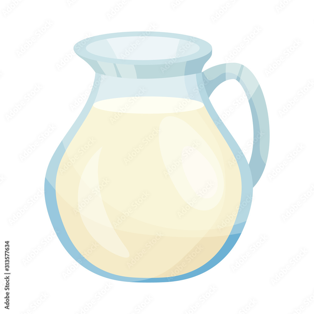 Glass Jug of Milk, Healthy Fresh Dairy Product, Culinary Ingredient Vector Illustration Glass Jug of Milk, Healthy Fresh Dairy Product, Culinary Ingredient Vector Illustration