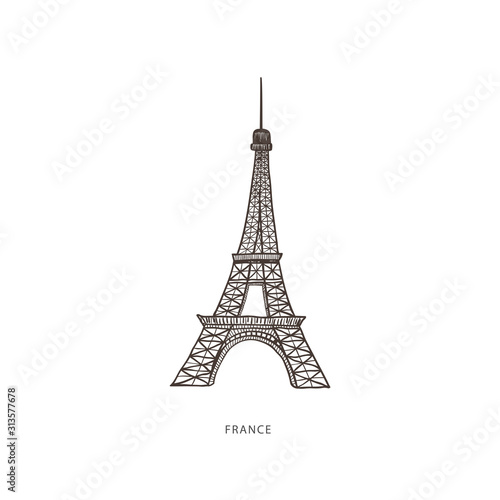 Travel illustration with attraction of France