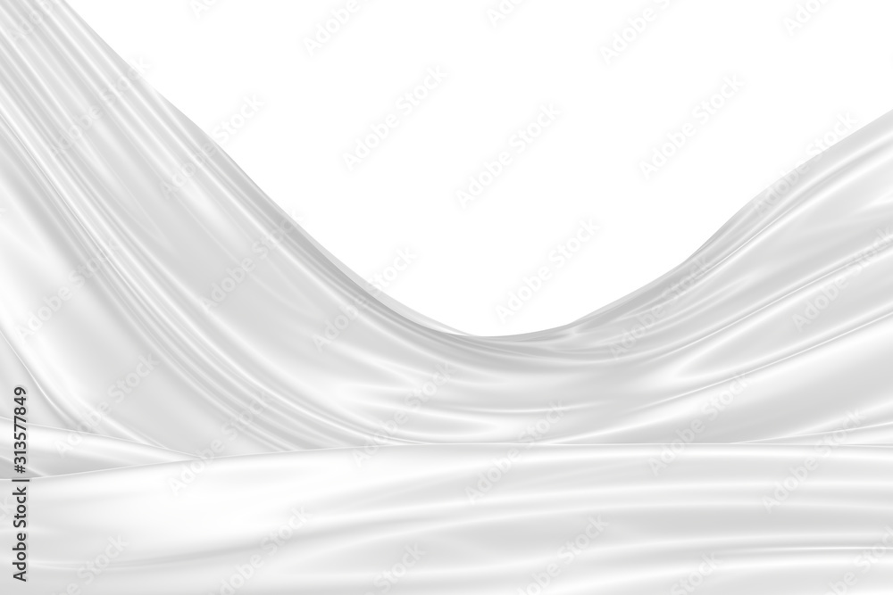 Abstract background of white wavy silk or satin. 3d rendering image. Abstract background of white wavy silk or satin. 3d rendering image.