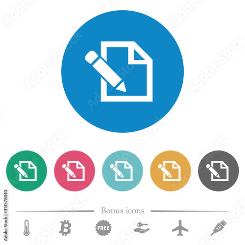 Edit with pencil flat round icons