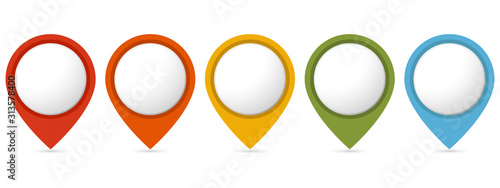 Free Download Set of bright map pointers. Location icons isolated on white background. - GFXLoad