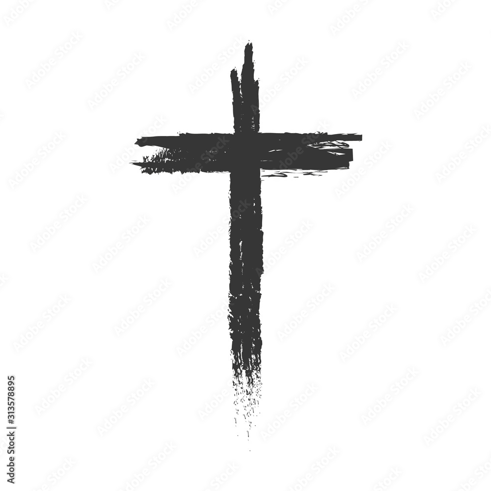 Hand drawn cross. Vector cross. The cross is made with a brush. Stock ...