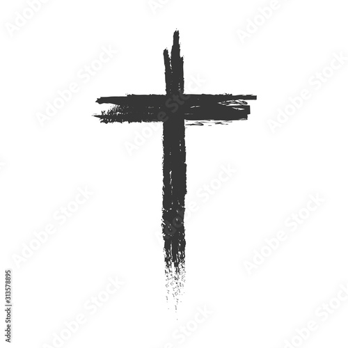 Hand drawn cross. Vector cross. The cross is made with a brush.