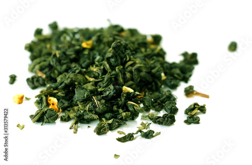 Green tea. Granulated. The leaves are large. Tea tradition. Antioxidant.