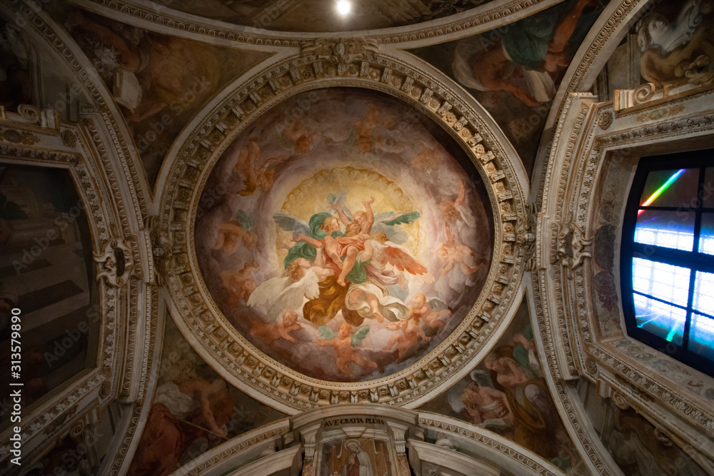 Interior of the Basilica di Sant' Eustorgio in Milan.