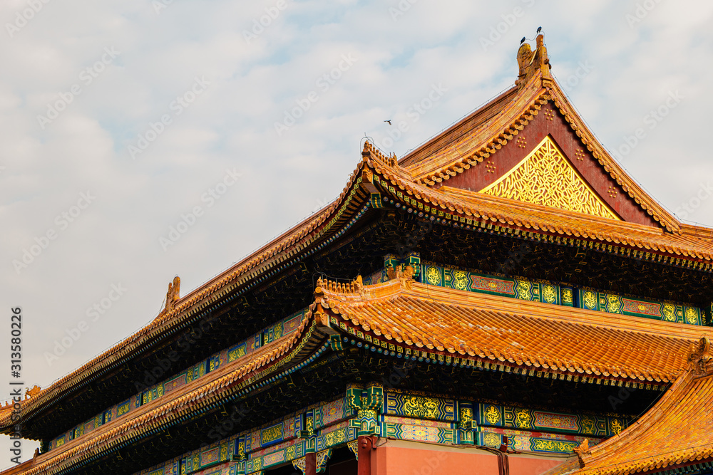 China Beijing Peking - The Forbidden City temple roof