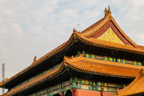 China Beijing Peking - The Forbidden City temple roof
