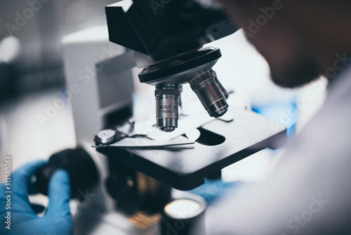 Close-up shot of microscope...