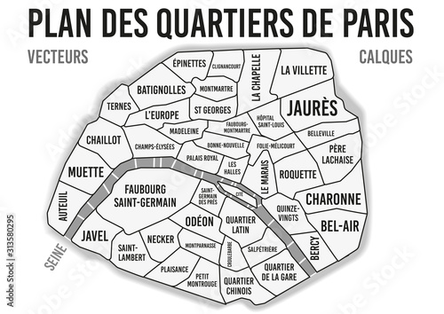 PLAN DES QUARTIERS DE PARIS - Vecteurs - calques #2