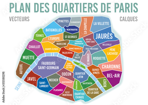 PLAN DES QUARTIERS DE PARIS - Vecteurs - calques #1