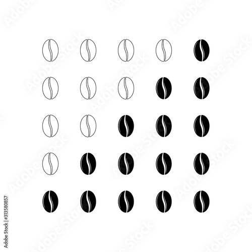 Icons for coffee strength in the form of beans. Vector illustration