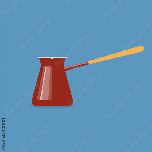 Coffee cezve illustration in flat style. Vector