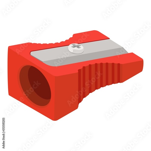 Red sharpener icon. Isometric of red sharpener vector icon for web design isolated on white background