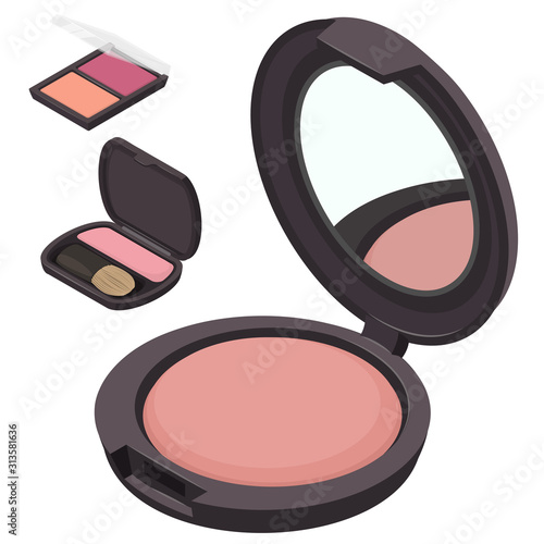 Cheek blush icons set. Isometric set of cheek blush vector icons for web design isolated on white background