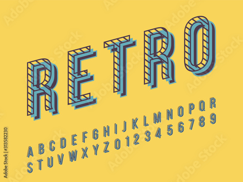 Stylish trendy logotype Retro Bar. 3D colorful Font