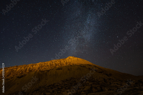 Jingirdag mountain in the Gobustan reserve at night  Azerbaijan